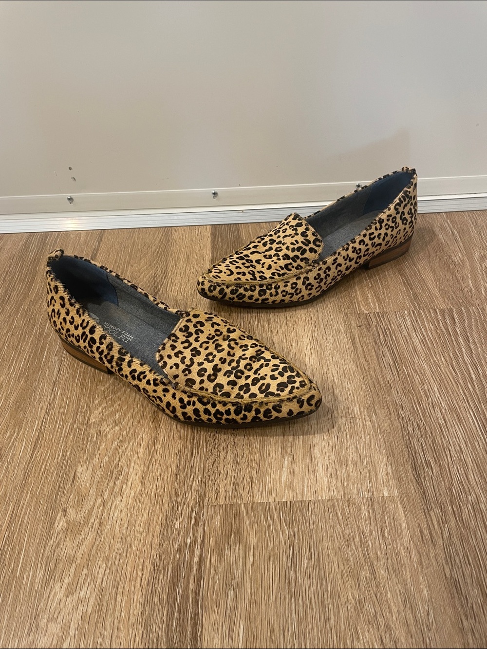 Dr. Scholl's Leopard Print Pointed Toe Loafers - Tan & Black with real fur